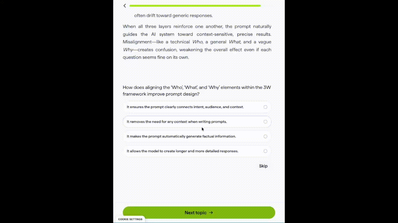 Interactive exercises
